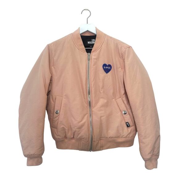 Love Moschino Pink Bomber Jacket with Heart Patch Size 4 - Picture 4 of 13